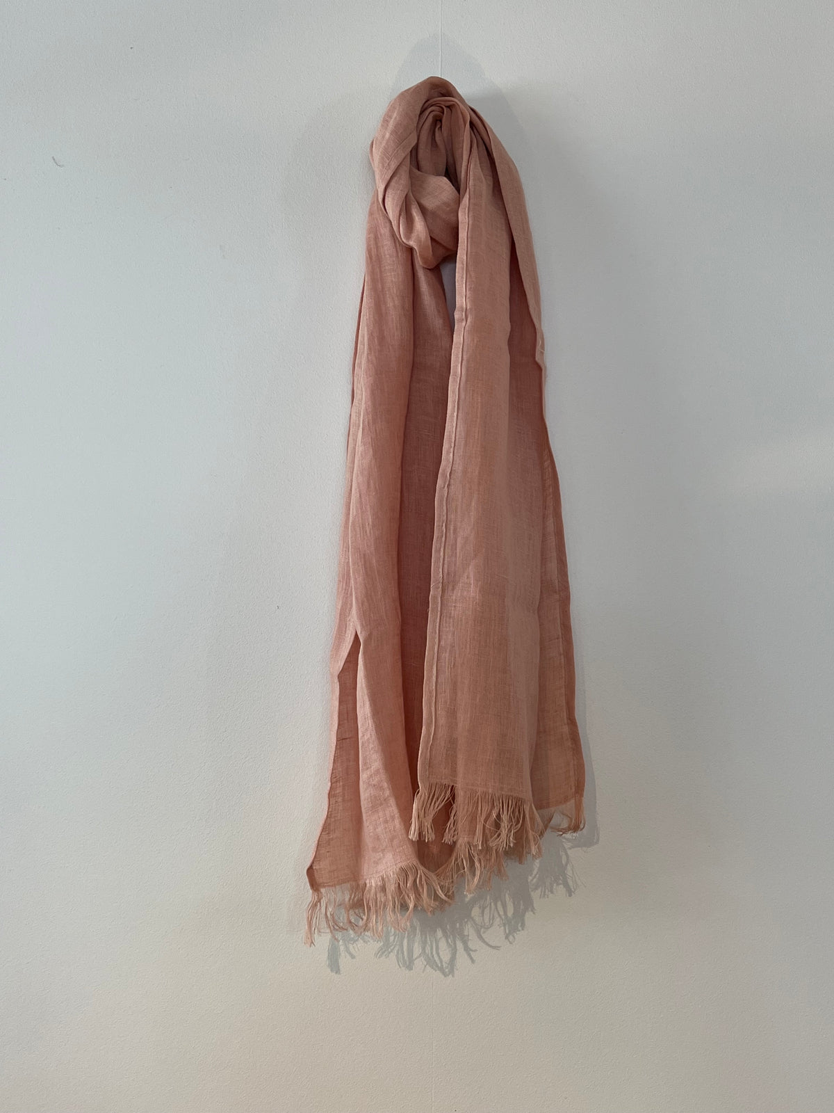 Linen Scarf Pale Pink With Tassles
