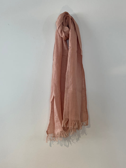 Linen Scarf Pale Pink With Tassles