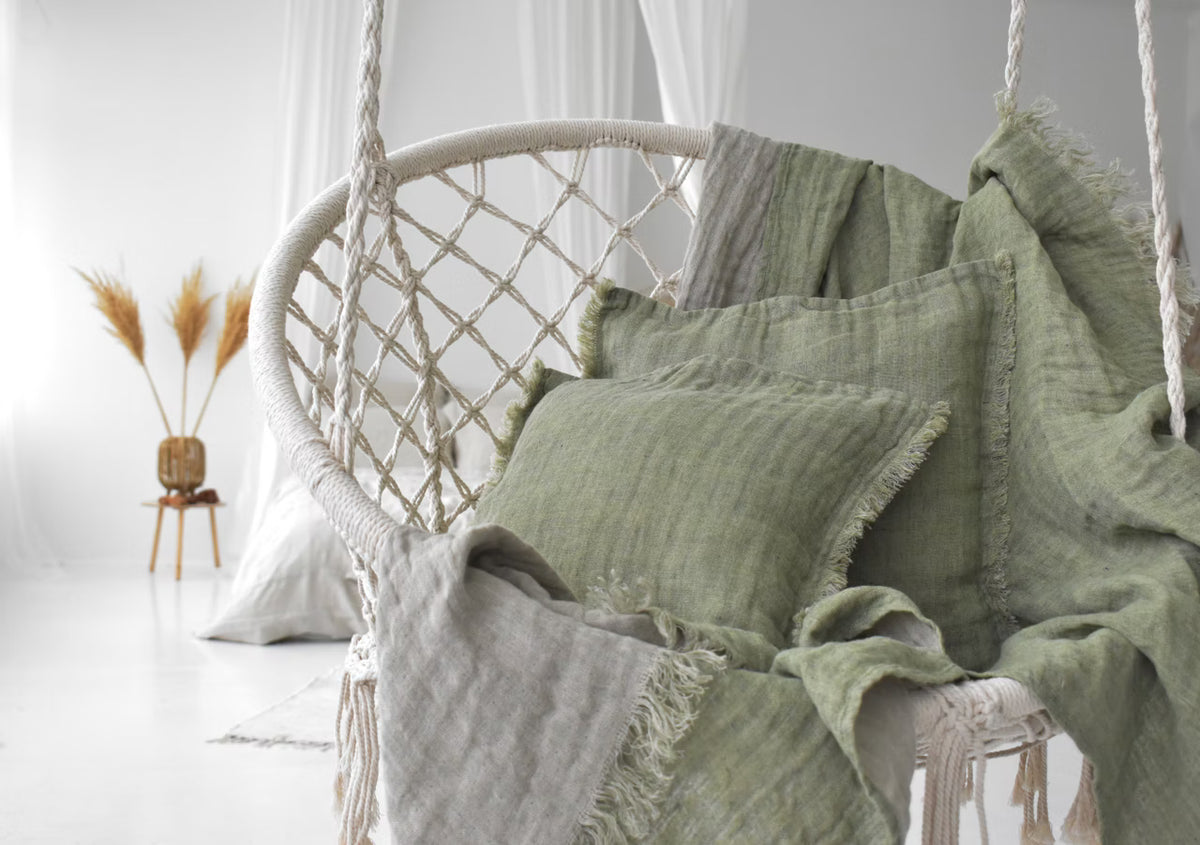 Linen Throw 136x180cm Sage Green