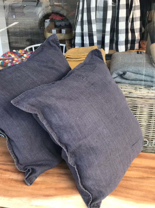 Linen cushion cover charcoal