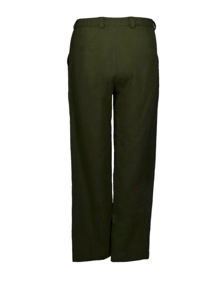 green linen trouser back