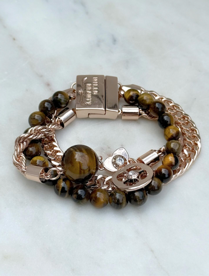 Millo bracelet 3 lines with tiger eye