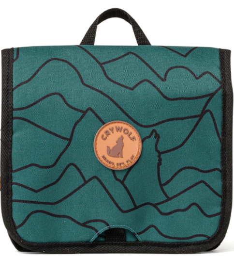Toiletry bag in green with Southern Alps design.