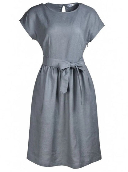 Grey/blue linen dress front view