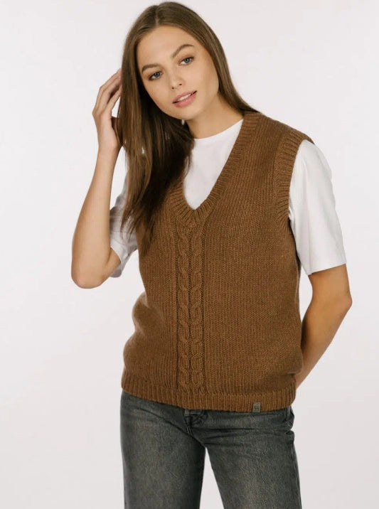 Anne vest brown front