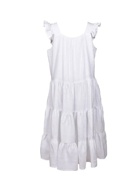 White linen dress back view