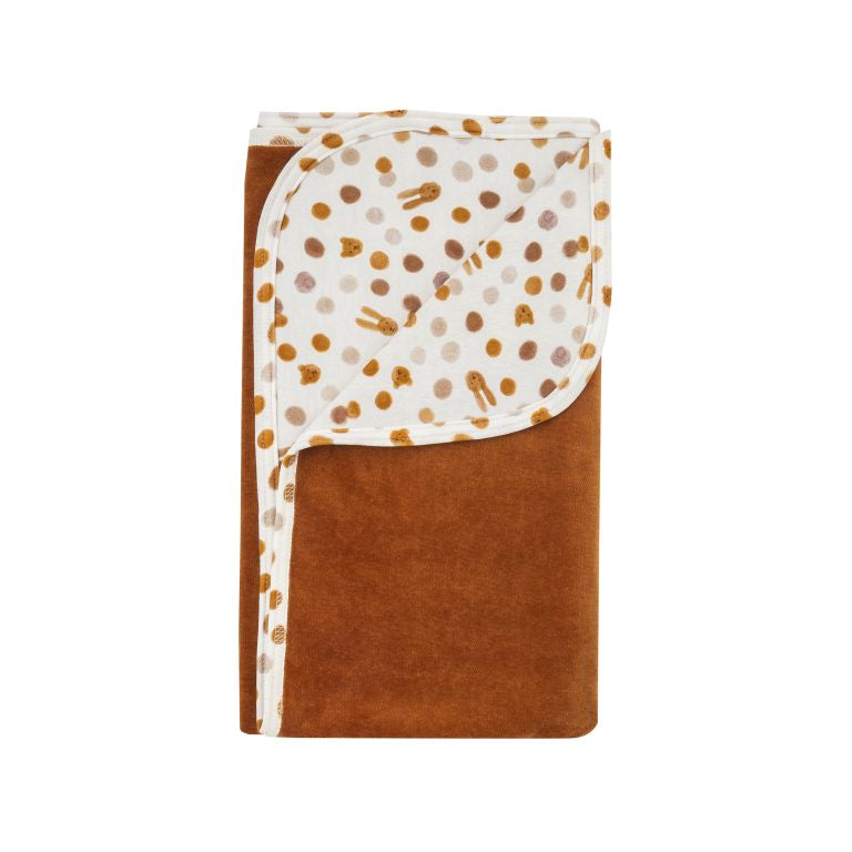 Organic Cotton Velour Blanket Caramel Dots