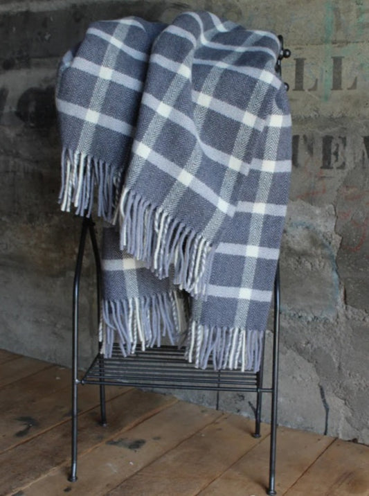 wool throw charcoal check