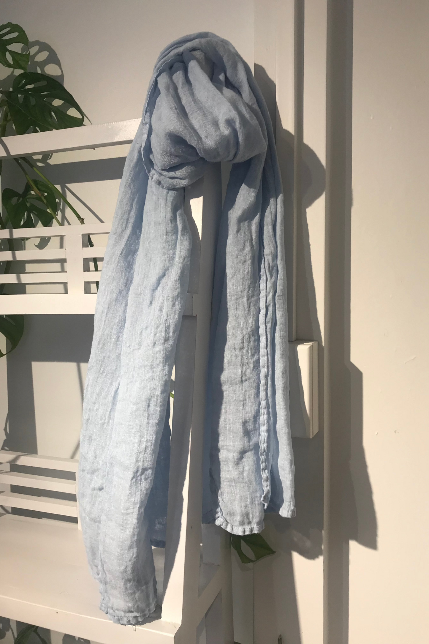 Soft blue linen scarf