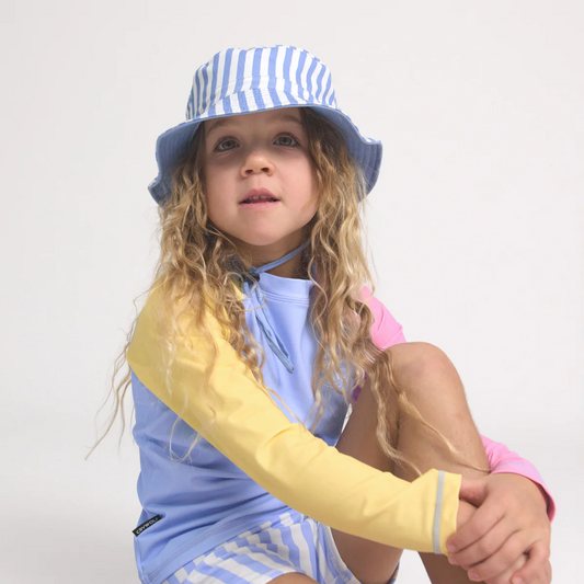 CRYWOLF Bucket Hat Reversible Sky Blue Stripe