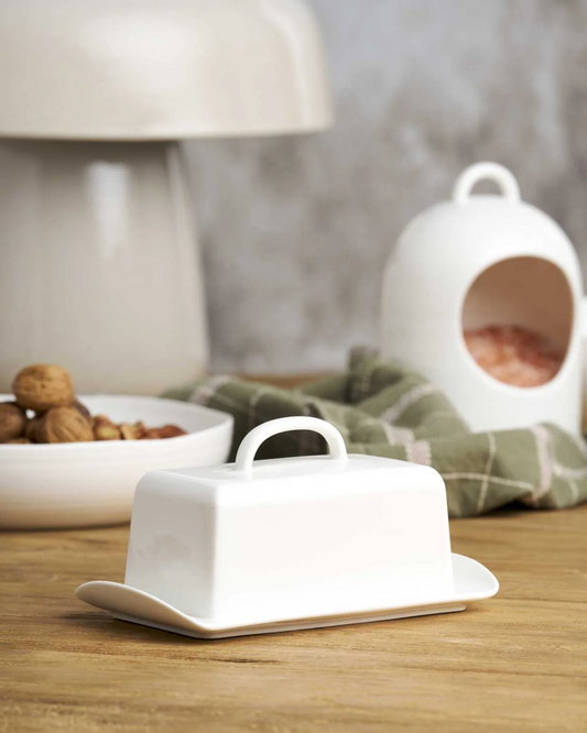 White porcelain butter box with lid