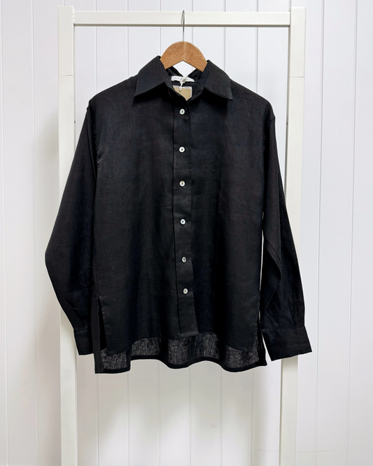 Charlie Shirt Black Linen