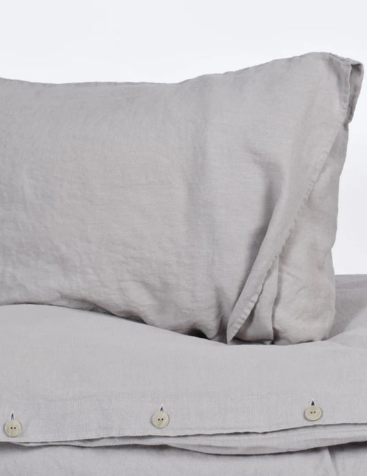 Linen Duvet Cover Set King Light Grey