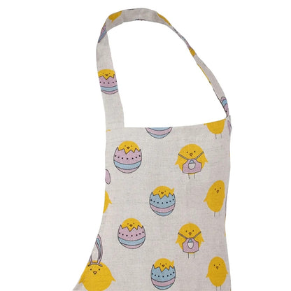 Linen cotton apron with easter pattern.