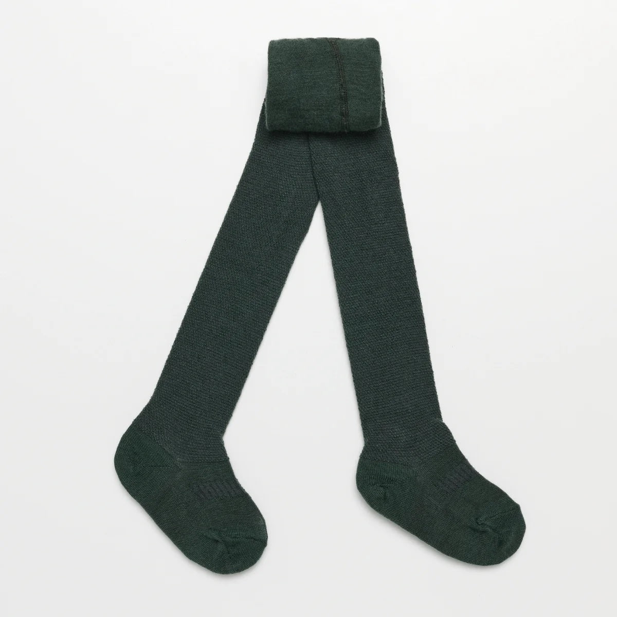 Moss green textured knit merino tights.