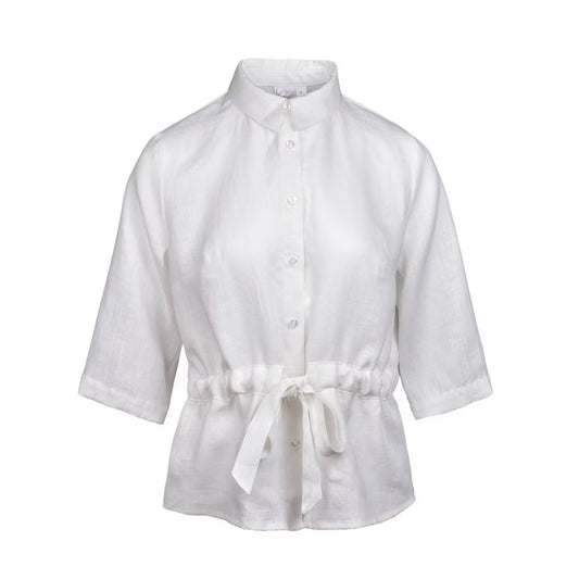 Linen Shirt Blouse Gita White