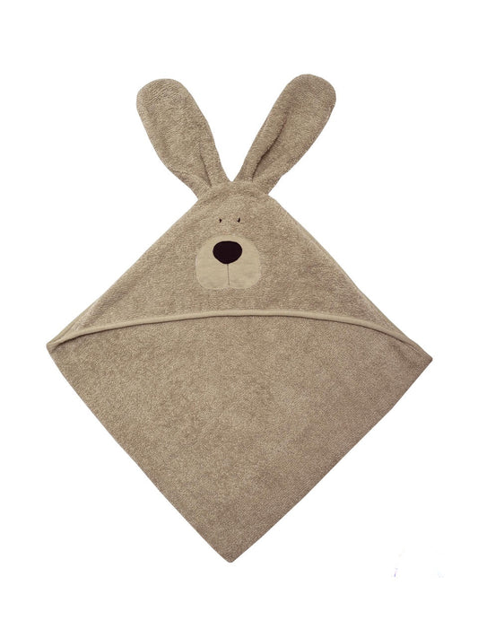 Organic bunny towel with hood in slate green