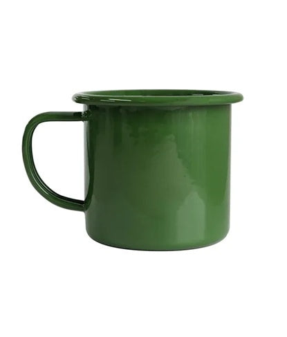 Hunter green enamel camping cup.