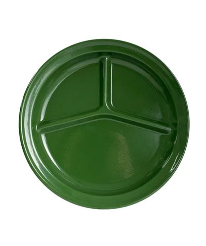 Hunter green enamel camping plate.