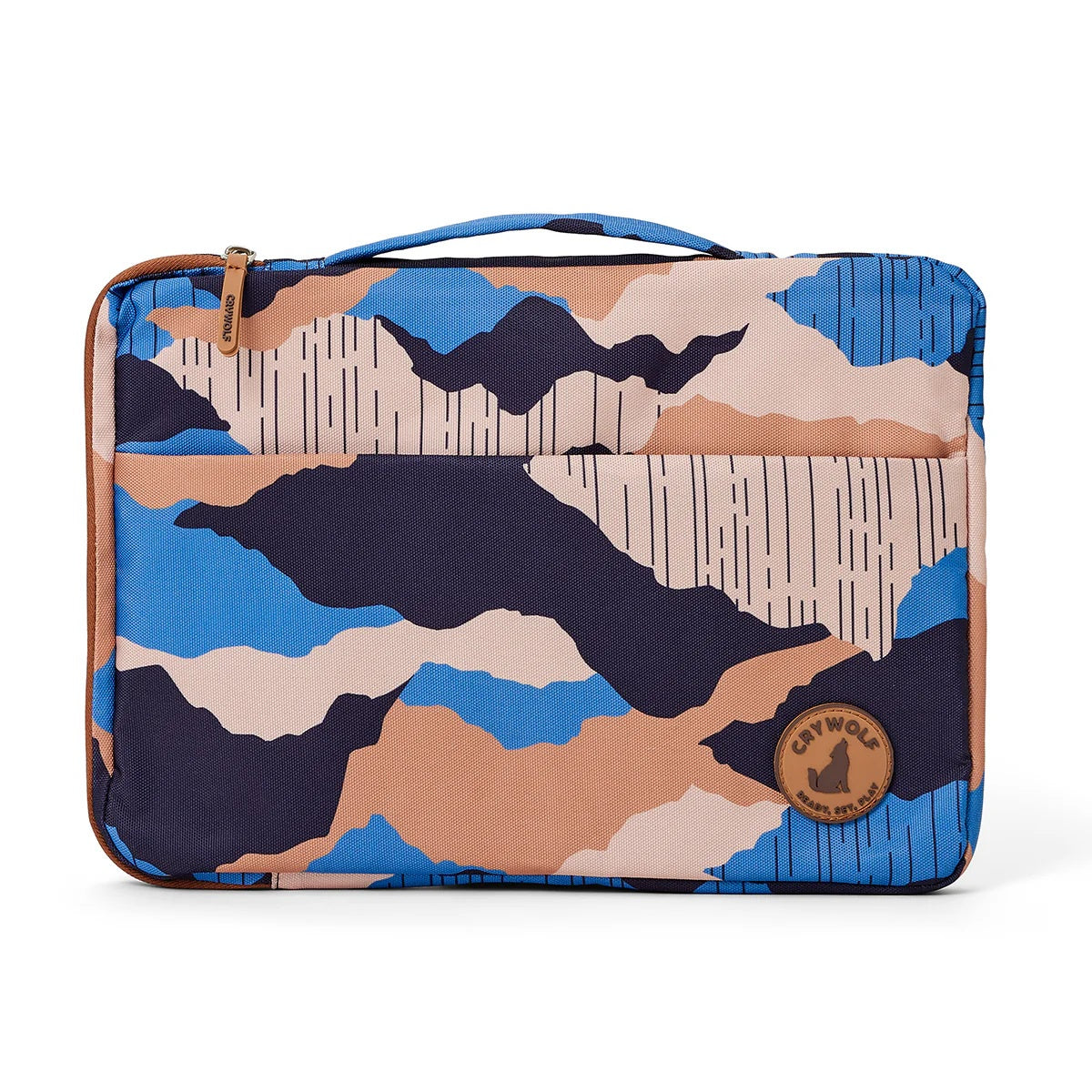 Child's laptop case in camo mountain design.