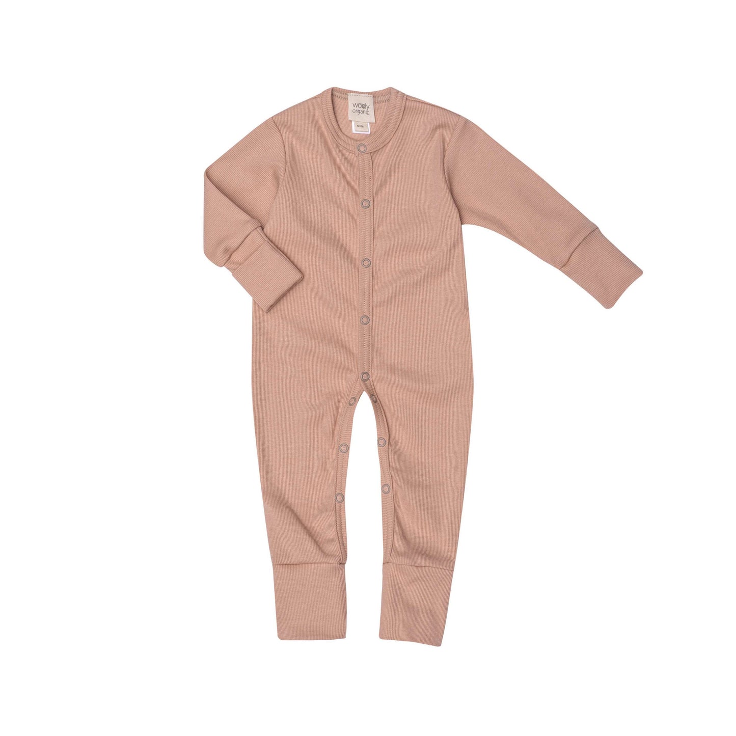 Organic Cotton Rib Sleepsuit Light Peach