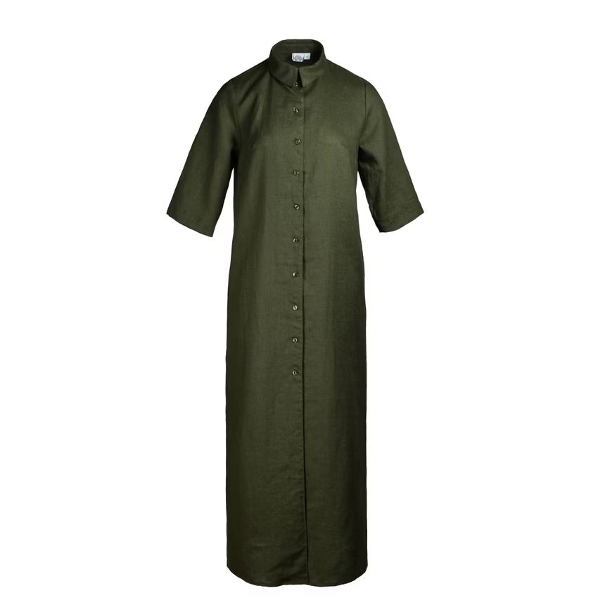 Linen Maxi Dress Marie Khaki