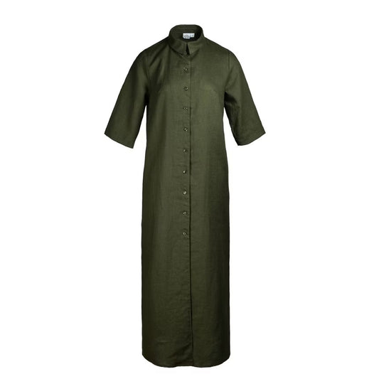 Linen Maxi Dress Marie Khaki