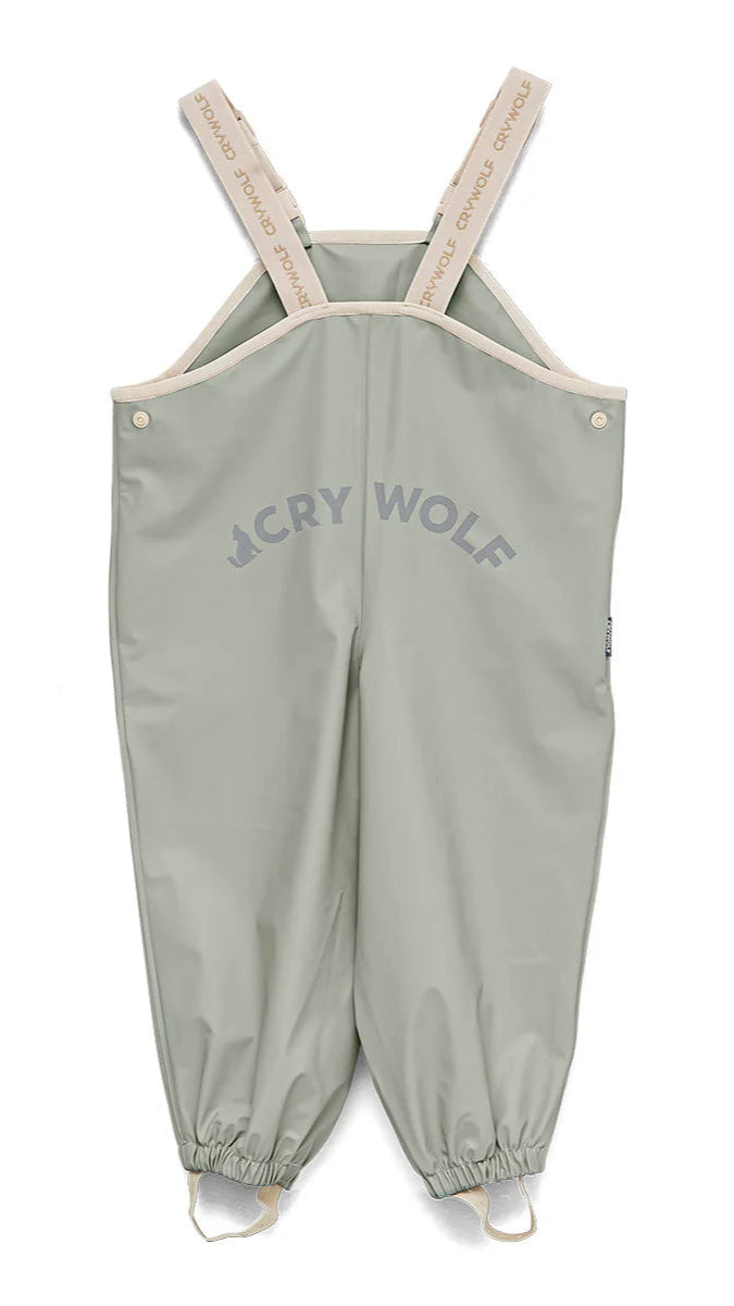 moss rain overalls back view