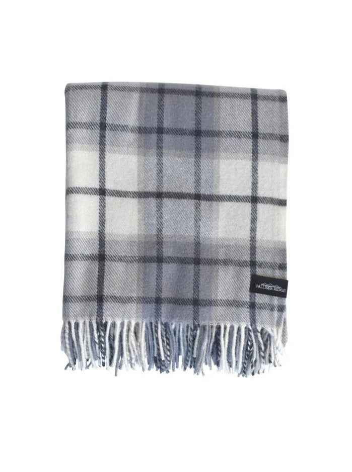 Palliser lambswool blanket grey check