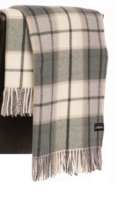 Palliser lambswool blanket olive check