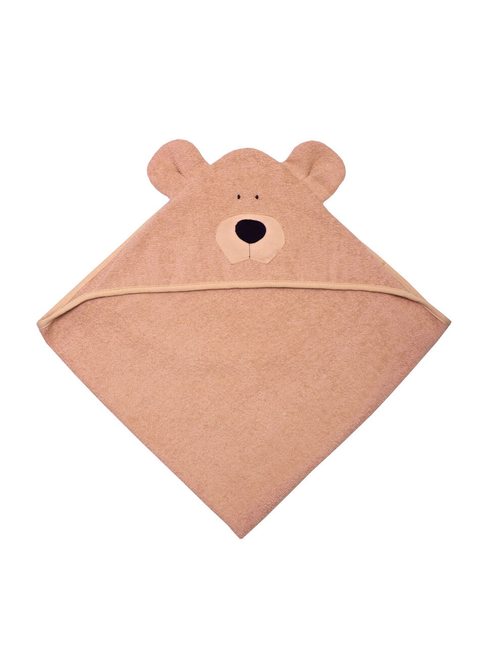 Organic teddy towel with hood in peach