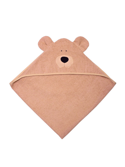 Organic teddy towel with hood in peach