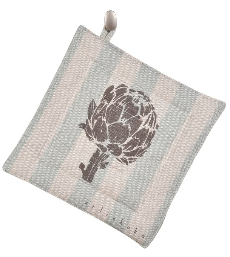 Linen/Cotton Pot Holder Artichoke Duckegg Stripe