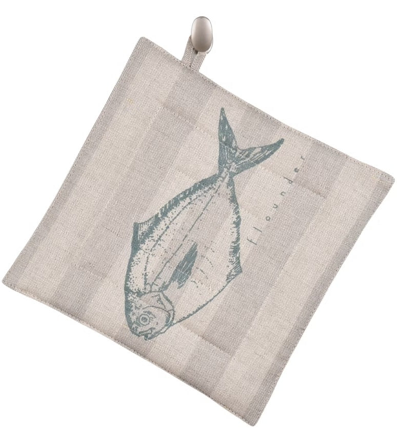 Linen/Cotton Pot Holder Fish Flounder
