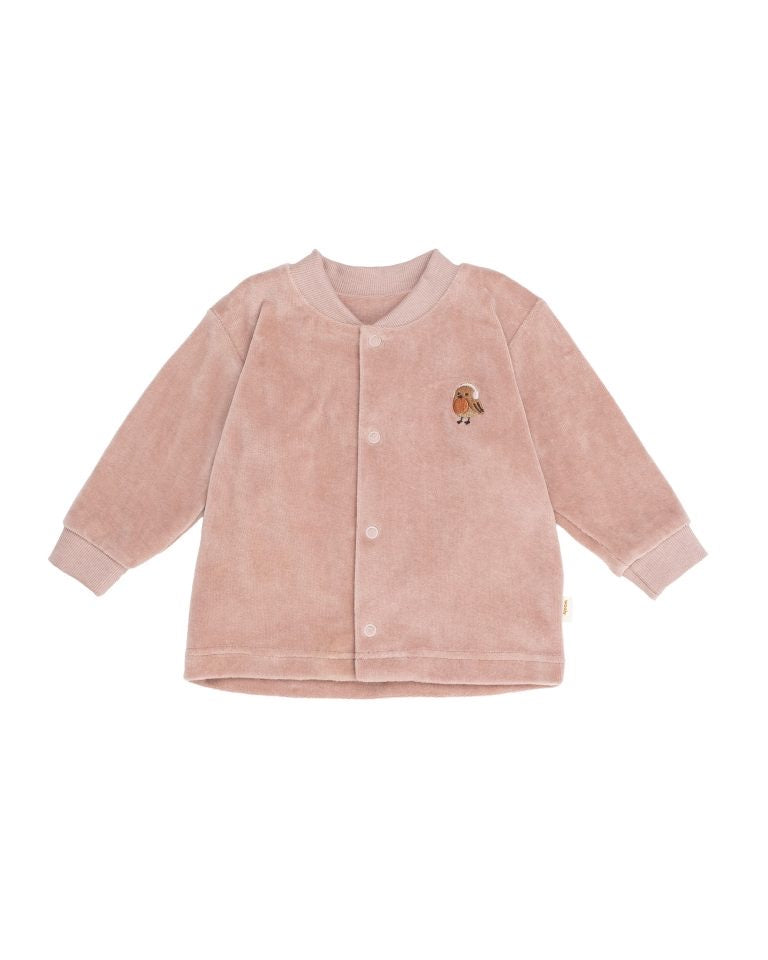 Organic Cotton Velour Jacket Embroidered Rosewood