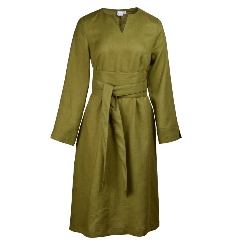 Linen Dress Rosie Moss Green
