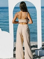 sand linen pant back view