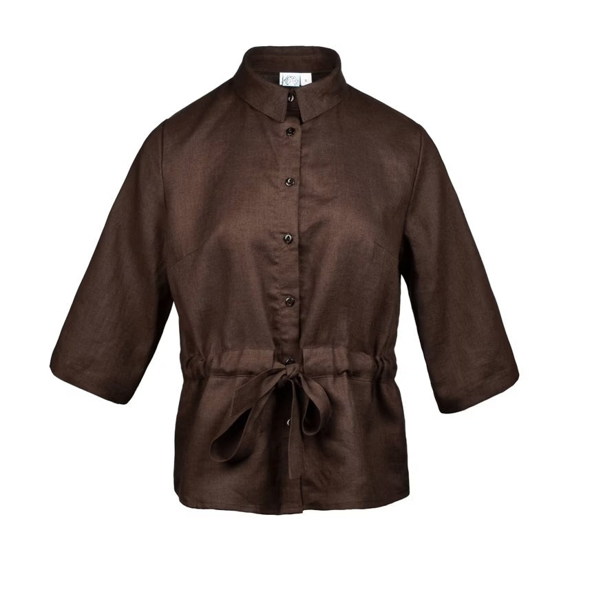 Linen Shirt Blouse Gita Brown