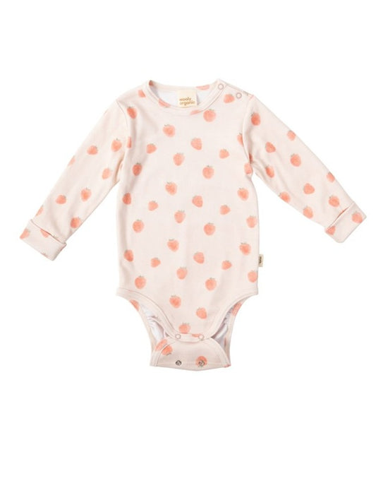 Organic Cotton Long Sleeve Wrap Body Strawberry