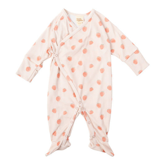 Organic Cotton Wrap Sleepsuit Strawberry