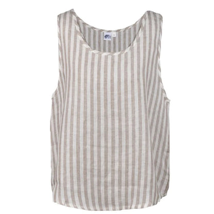 beige and white stripe sleepwear top