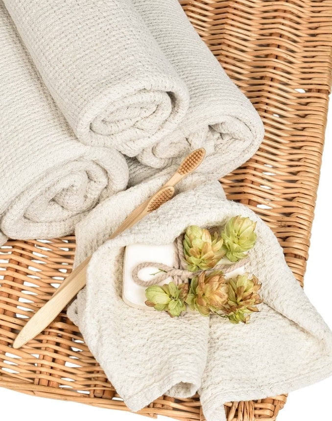 Linen Kitchen Towel Mini Waffle Milk