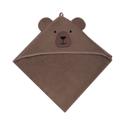 Organic teddy towel with hood in brown