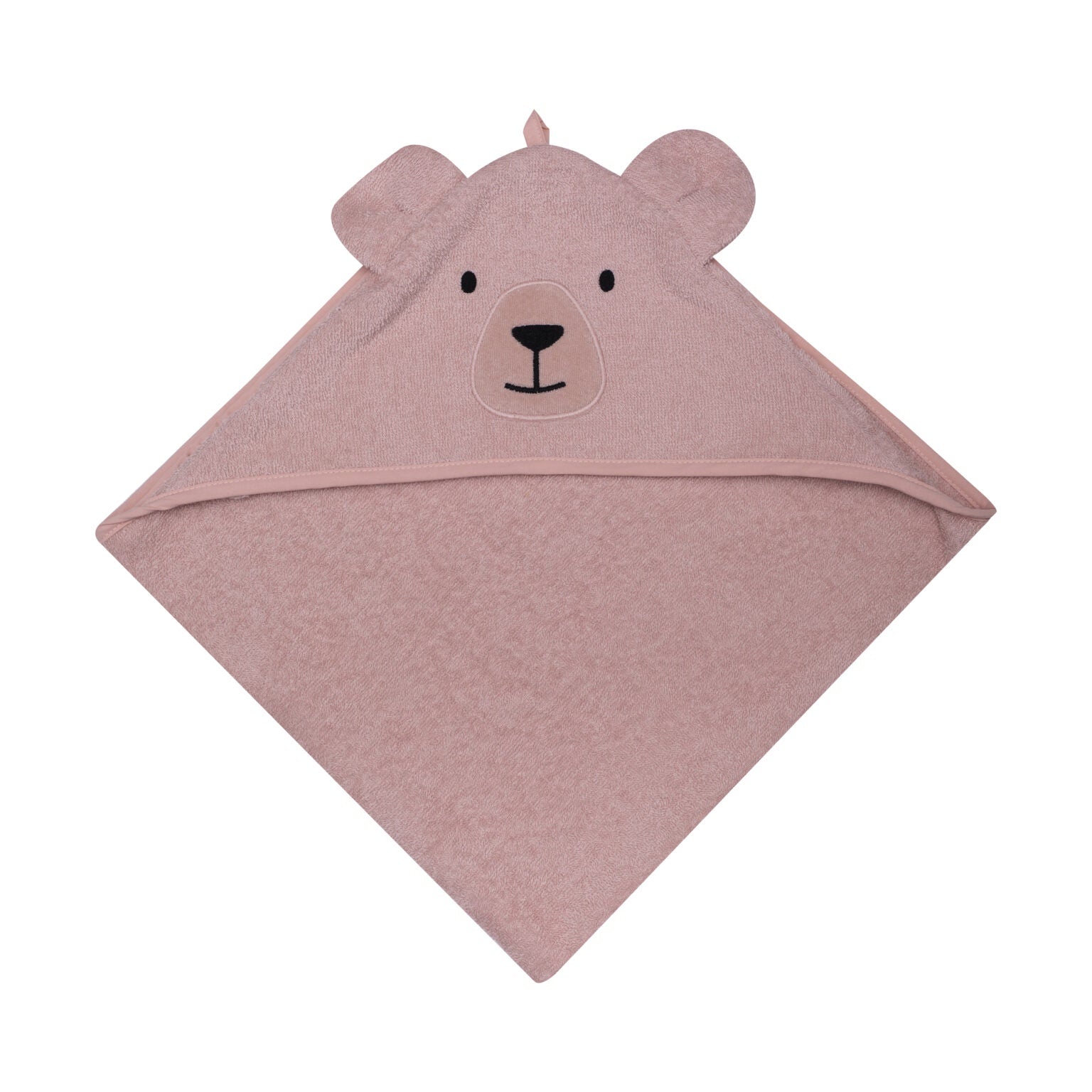 Organic teddy towel with hood in pink
