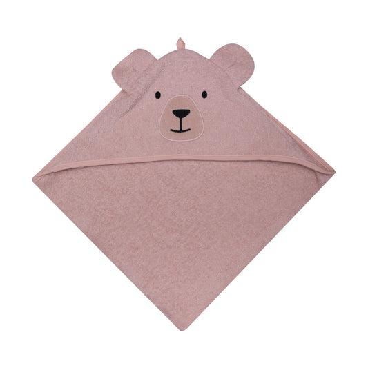 Organic teddy towel with hood in pink
