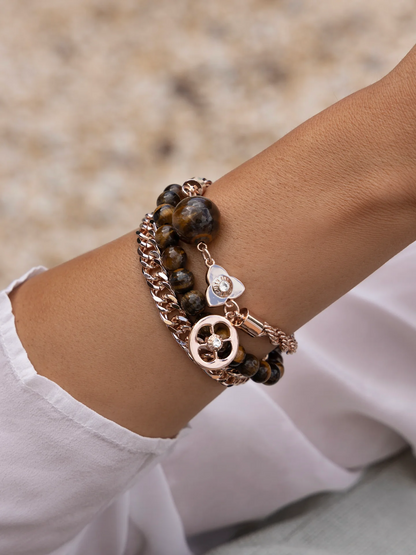 Millo bracelet 3 lines with tiger eye