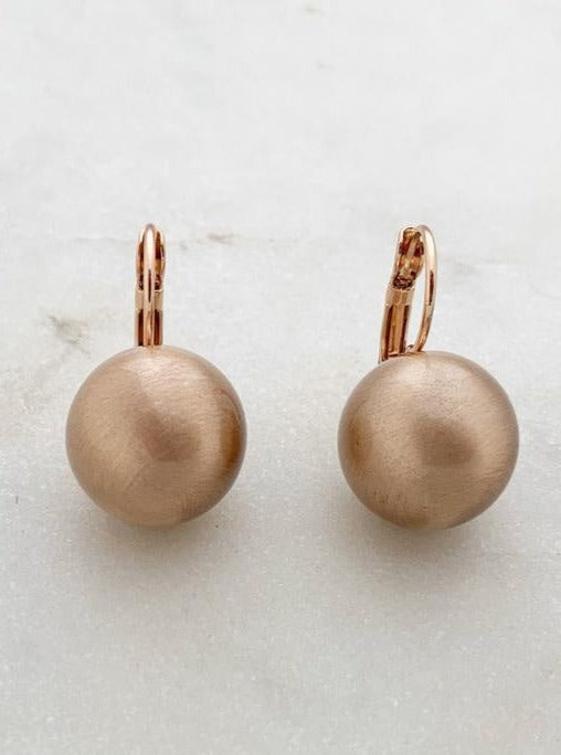 Small matte rose gold ball earrings