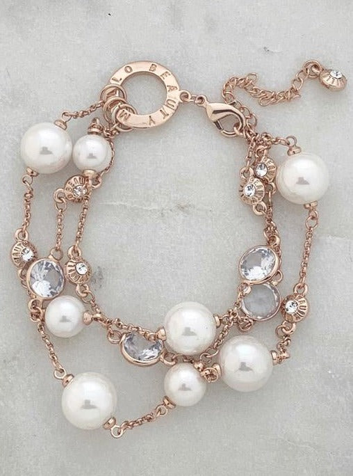 Pearl and rose gold plated bracelet