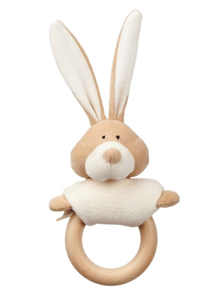 Bunny rattle with teething ring