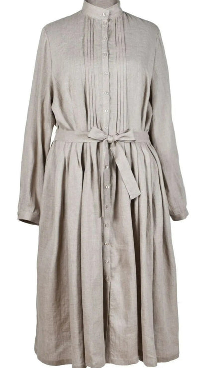 Natural linen dress front
